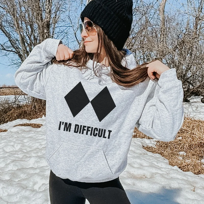 Hilarious I'm Difficult Crewneck Skier Hoodie Skiing Sweatshirt *UNISEX FIT*