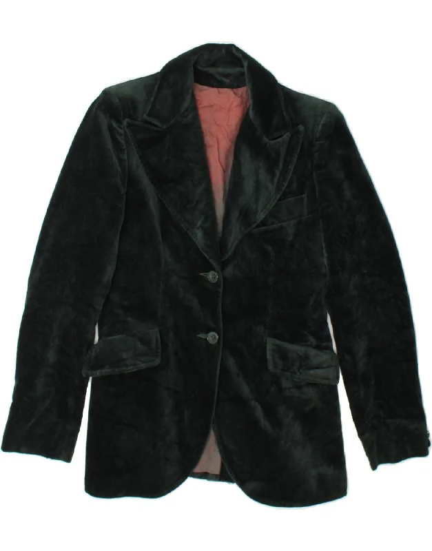 VINTAGE Womens Dublin Velvet 2 Button Blazer Jacket UK 8 Small Green Trendy Women's 