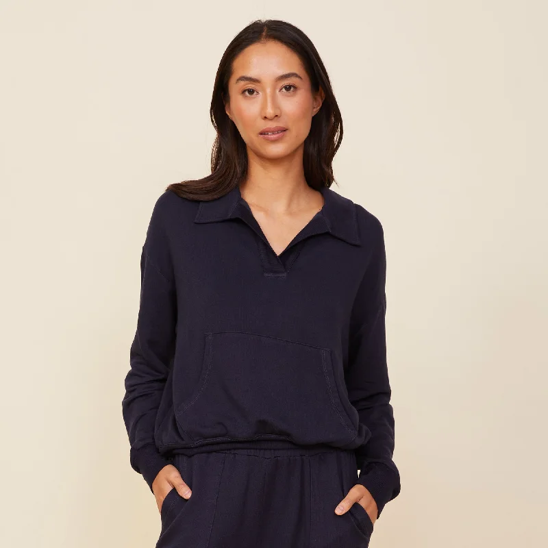 Supersoft Fleece Polo Sweatshirt Dapper Women's Bow - adorned