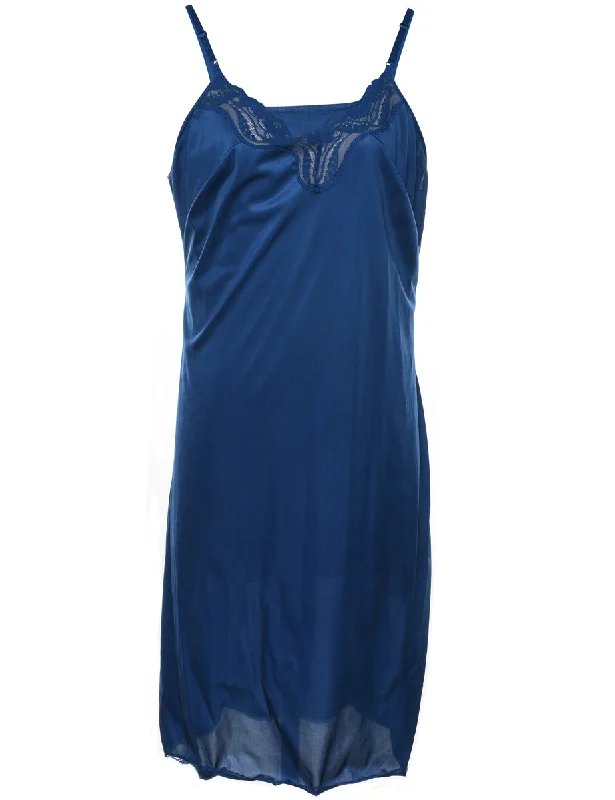 Blue Classic Slip Dress - L Laid - back Women's Style