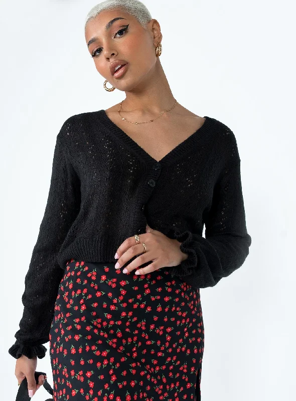 Lyric Cropped Cardigan Black Gym