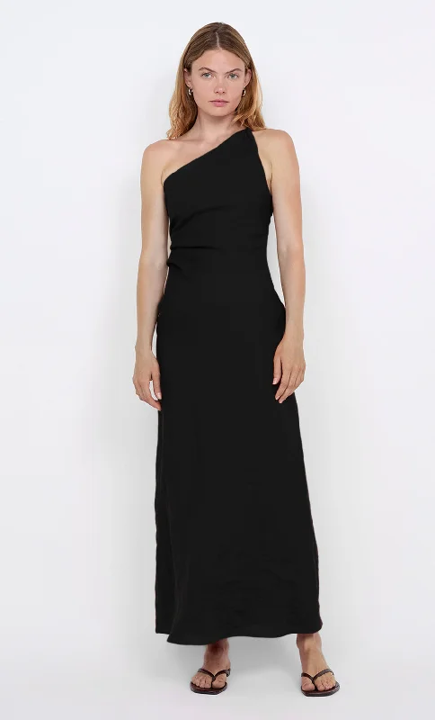MELANIE ASYM MAXI DRESS - BLACK Youthful Women's Anime - inspired