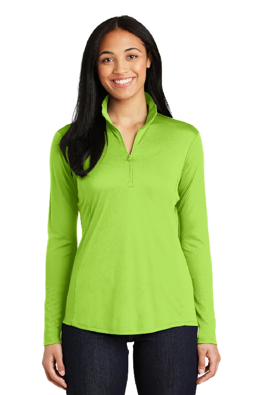 Sport-Tek Womens Competitor Moisture Wicking 1/4 Zip Sweatshirt - Lime Shock Green - Closeout Relaxed Women's Beachy Sport-Tek Womens Competitor Moisture Wicking 1/4 Zip Sweatshirt - Lime Shock Green - Closeout Relaxed Women's Beachy