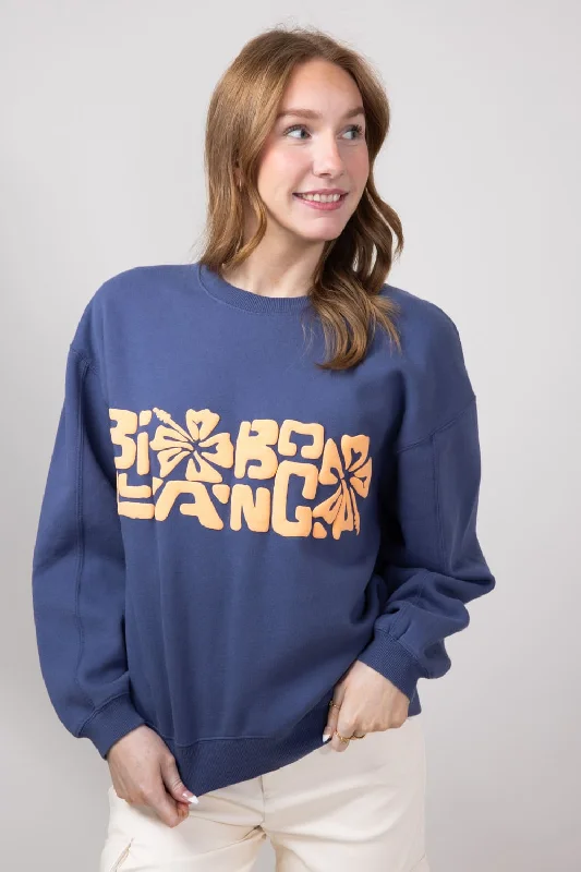 Billabong Tiki Vibe Kendall Fleece Sweatshirt for Women in Blue Surf | UBJFT00194-BJNW Contemporary Billabong Tiki Vibe Kendall Fleece Sweatshirt for Women in Blue Surf | UBJFT00194-BJNW Contemporary