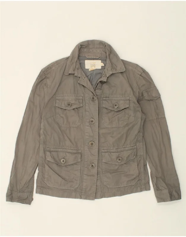 J. CREW Womens Utility Jacket UK 6 XS Grey Cotton Practical Women's Multi - 