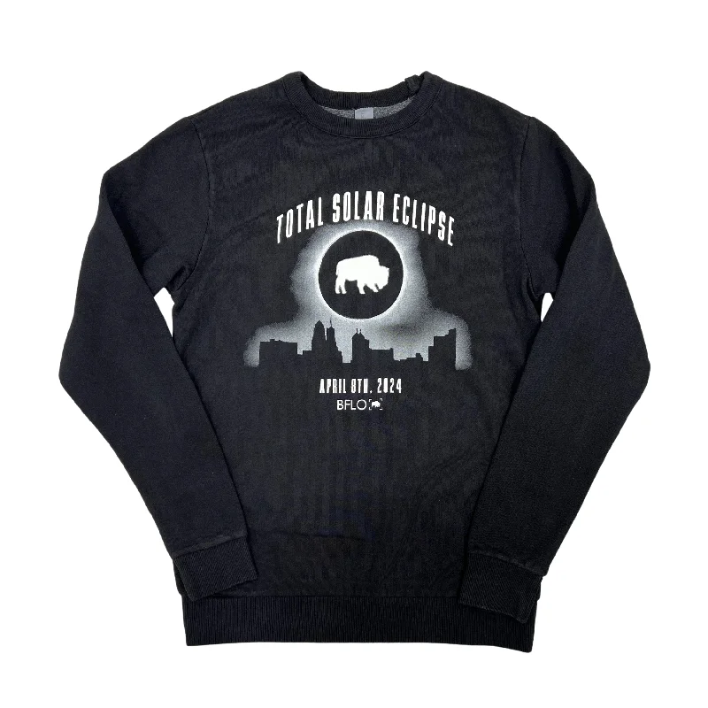 Total Solar Eclipse Buffalo, NY Black Crewneck Refined Women's Velvet