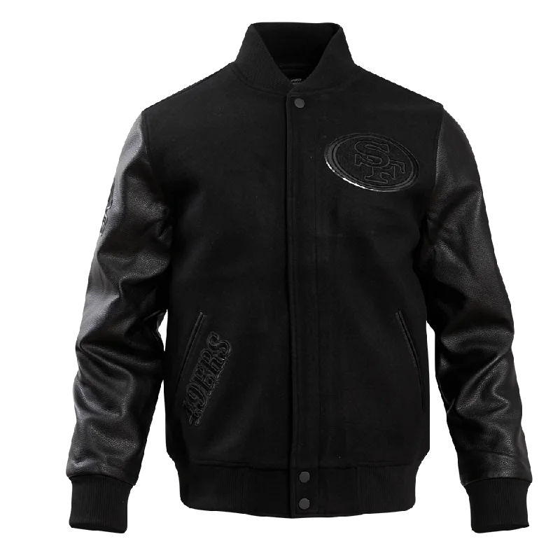 NFL SAN FRANCISCO 49ERS TRIPLE BLACK WOOL VARSITY JACKET (TRIPLE BLACK) Business