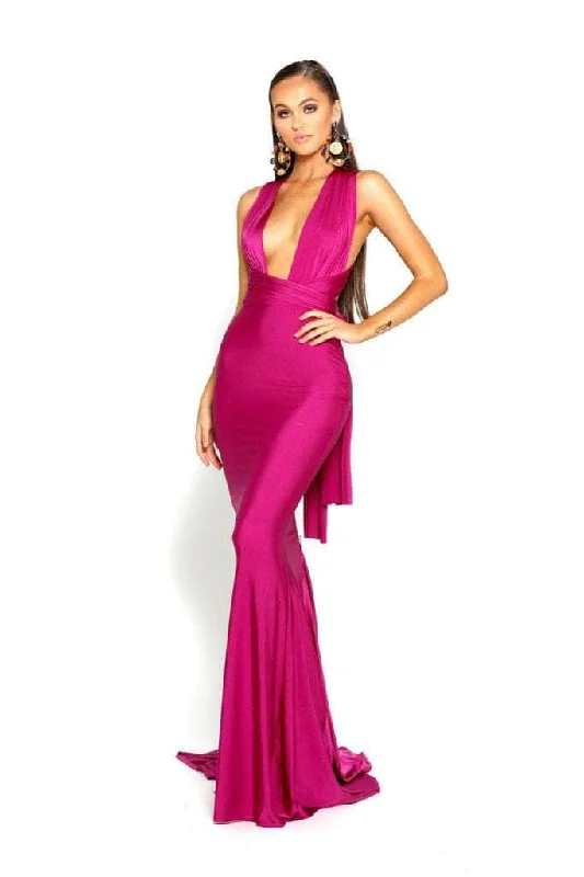 Portia and Scarlett PS6110 - Plunging Neck Sheath Formal Dress Laid - back Women's Style