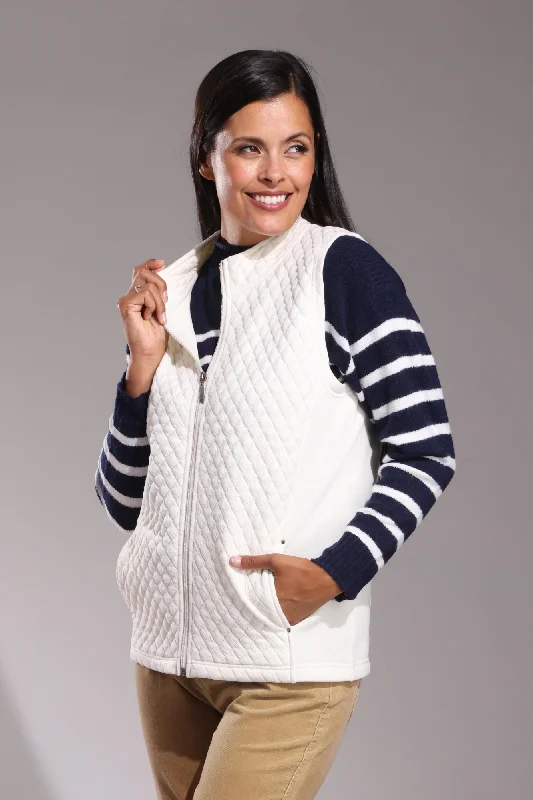 Quilted stitch Brushed Fleece Vest | PARCHMENT | 2254ZZ British Gentlewoman Style