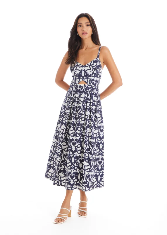 Allison Natalie Midi Dress- Damask Country