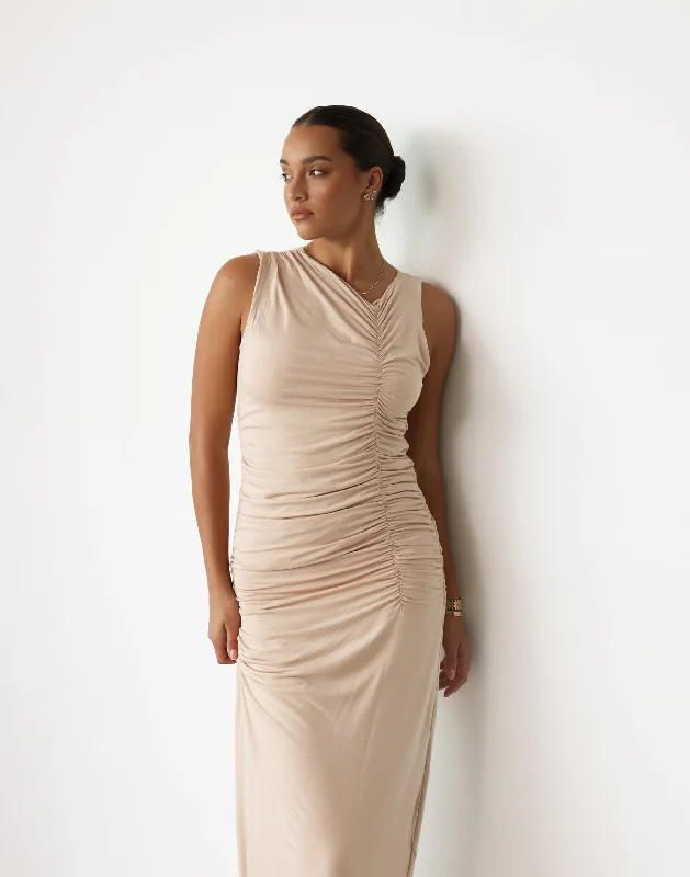 Everleigh Maxi Dress (Beige) Bohemian Women's Free