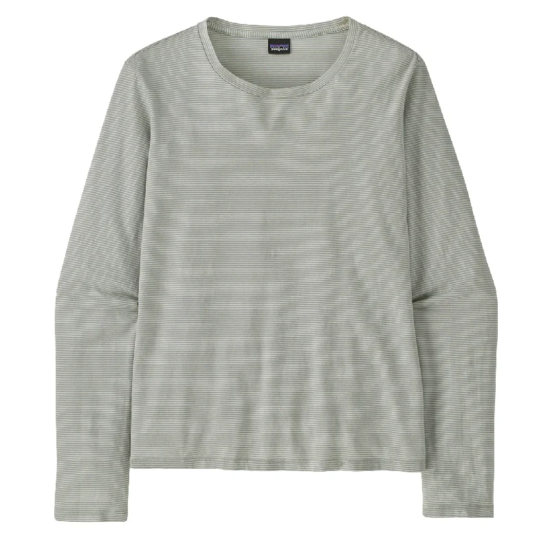 Patagonia Long Sleeved Regenerative Organic Certified Cotton Tee Steppe Stripe Sleet Green Athletic Women's 