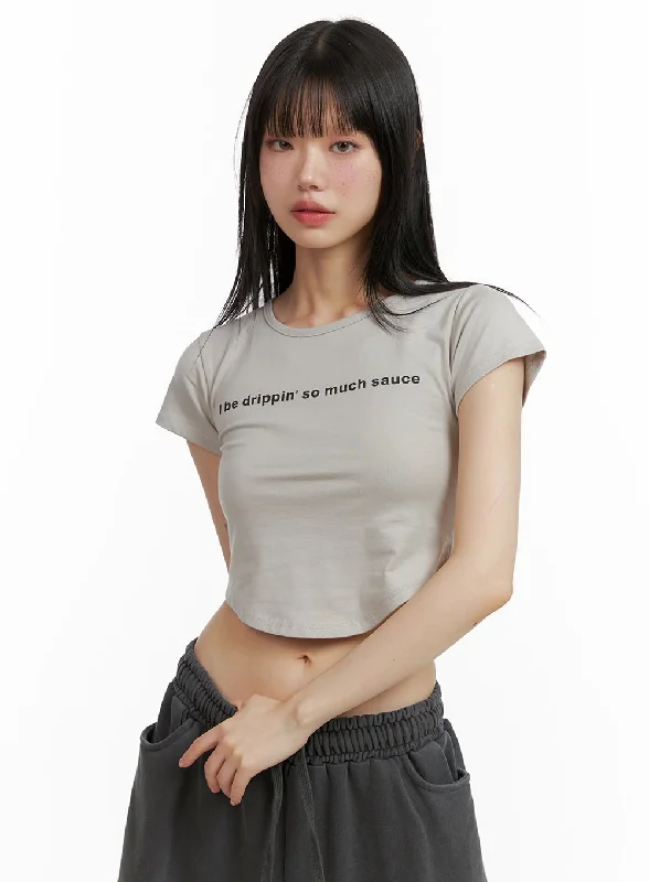 Graphic Lettering Crop Tee CL402 Traditional Women's Wool