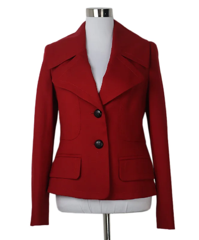 Escada Red Wool Jacket sz 2 Sophisticated Women's Tailored