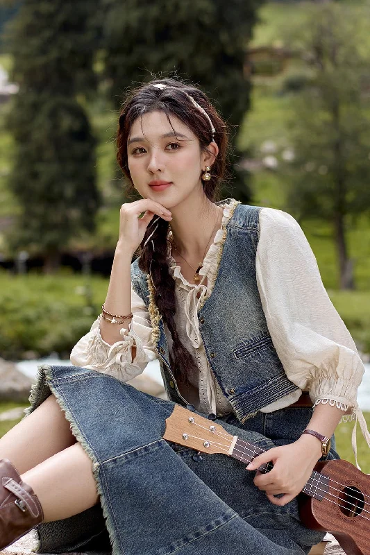 Denim Vest for Women Vacation