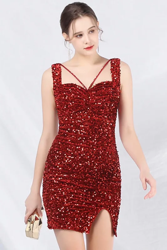 Divine Dazzle Sequin A-line Mini Dress Youthful Women's Pop