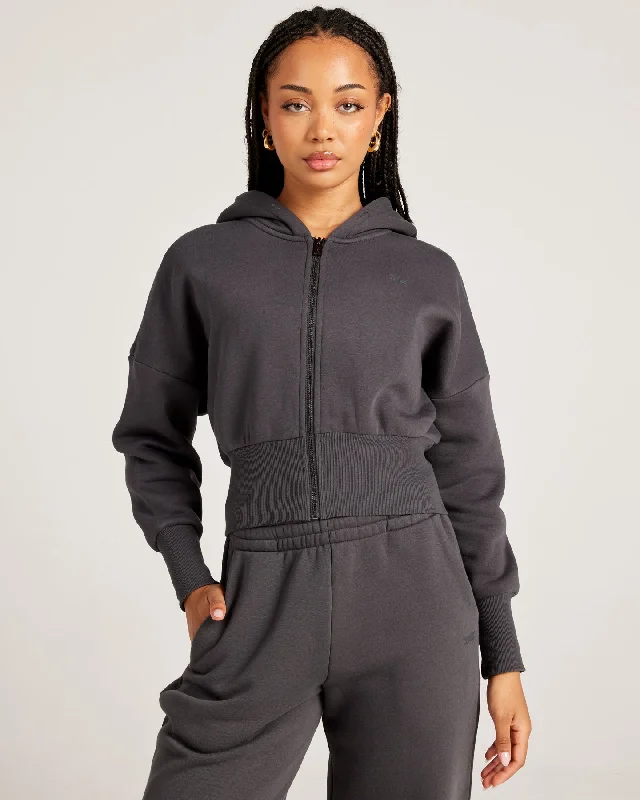 Omni Zip Through Hoodie - Charcoal Vintage Women's 1970S 