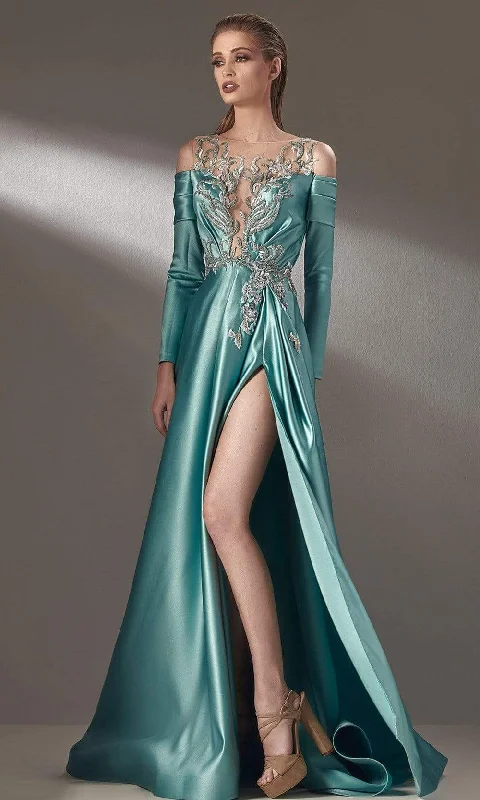 MNM Couture - K3886 Illusion Bateau A-Line Evening Dress Stylish Women's Tropical 
