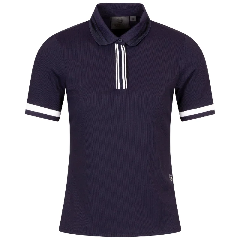 Womens Button Placket Rib Polo Navy - SS25 Artistic Women's Avant - 