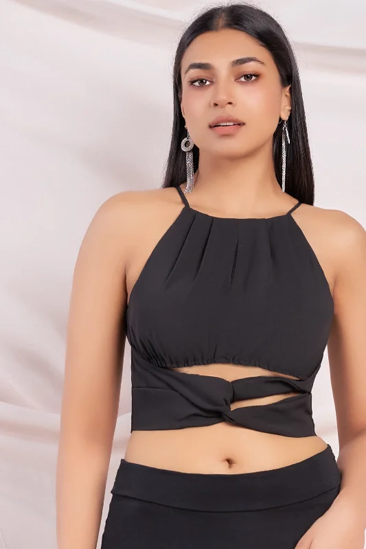 Black Knot Detail Crop Top