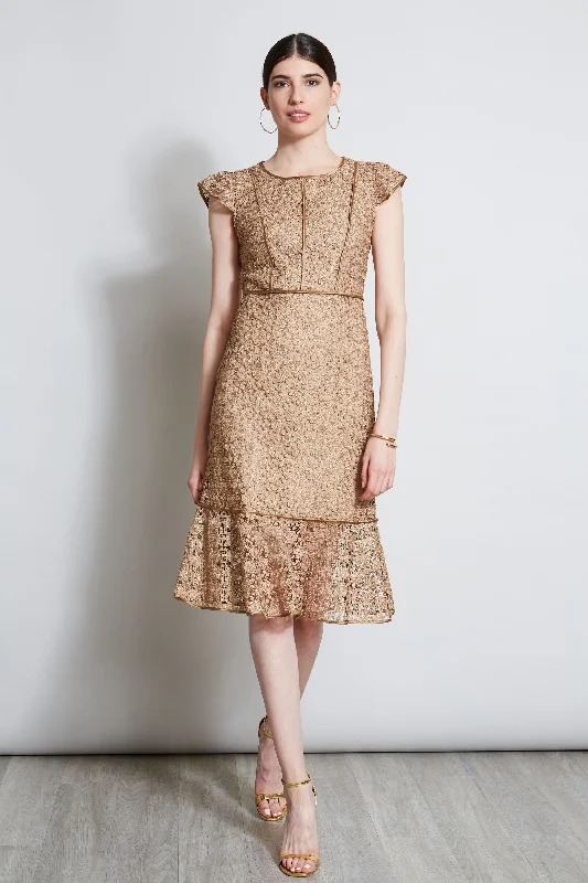 Lace Flutter Sleeve Dress Artistic Women's Avant - 