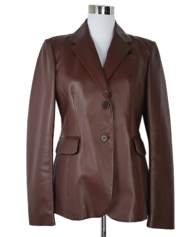 Altuzarra Brown Leather Jacket sz 8 Athletic Women's 