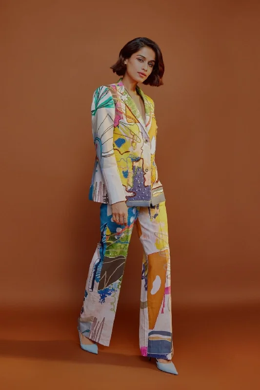 Doodle Embroidered Blazer Contemporary 