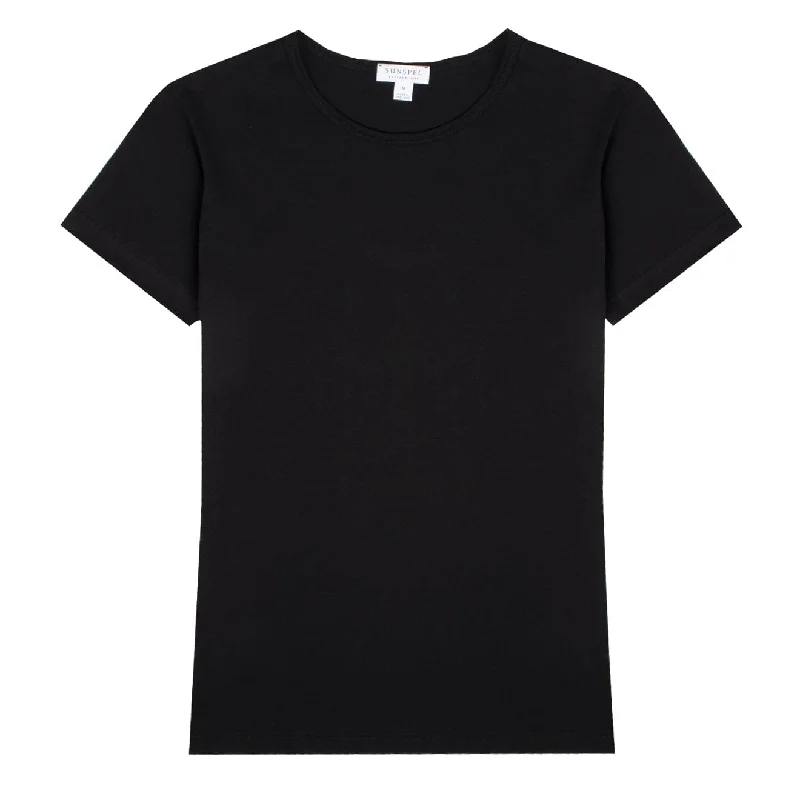 Sunspel Womens Classic T-Shirt Black Modern Women's Tech