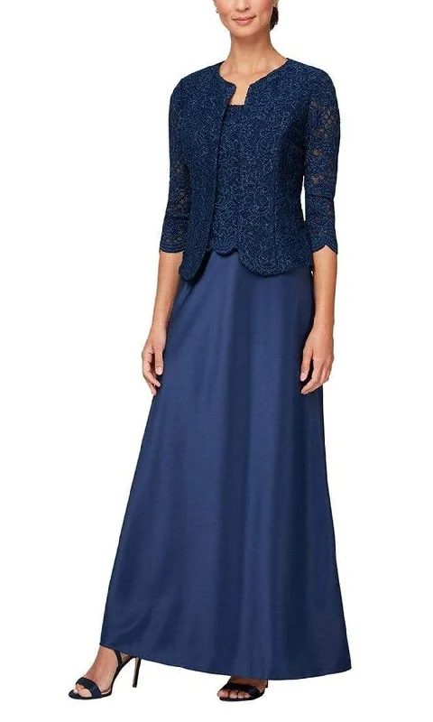 Alex Evenings - 81122326 Lace And Satin Dress With Jacket Dynamic Women's High - energy Alex Evenings - 81122326 Lace And Satin Dress With Jacket Dynamic Women's High - energy