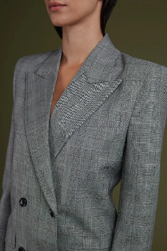 Blazer príncipe de gales Casual Women's Loose - fitting