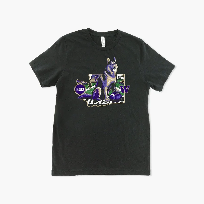 Washington Huskies Big Ten Touchdown Dawg T-Shirt Stylish Women's Neon