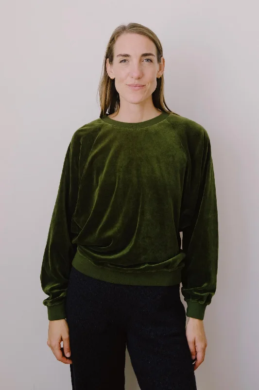 velvet sweatshirt - raglan - green