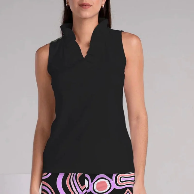 Famazee S/L Ruffle Top - Black Australian Beach