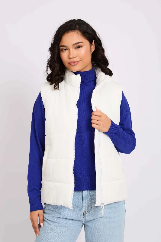Women  Vest Puffer White Edgy Women's Punk