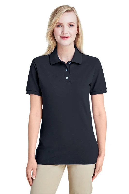 Jerzees Womens Short Sleeve Polo Shirt - Black Vintage Women's 1970S 