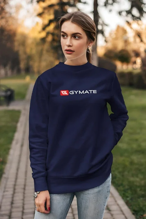 Womens Athletic Essentials Sports Sweatshirt Navy [Ctr red & white logo] Monochromatic Office Style