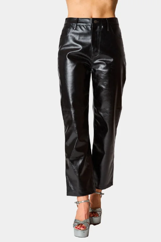 Travolta High-Rise Metallic Pants - Onyx