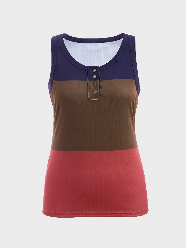 Midsize Ribbed Gradient Color Tank Top Business