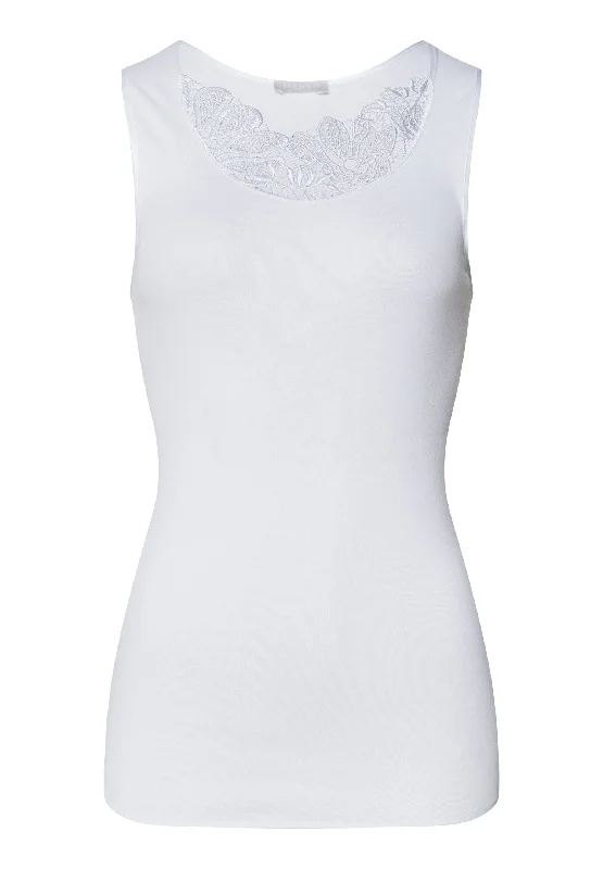 Belina Round Neck Cotton Tank Top | White 70879-101 Hip Women's Retro