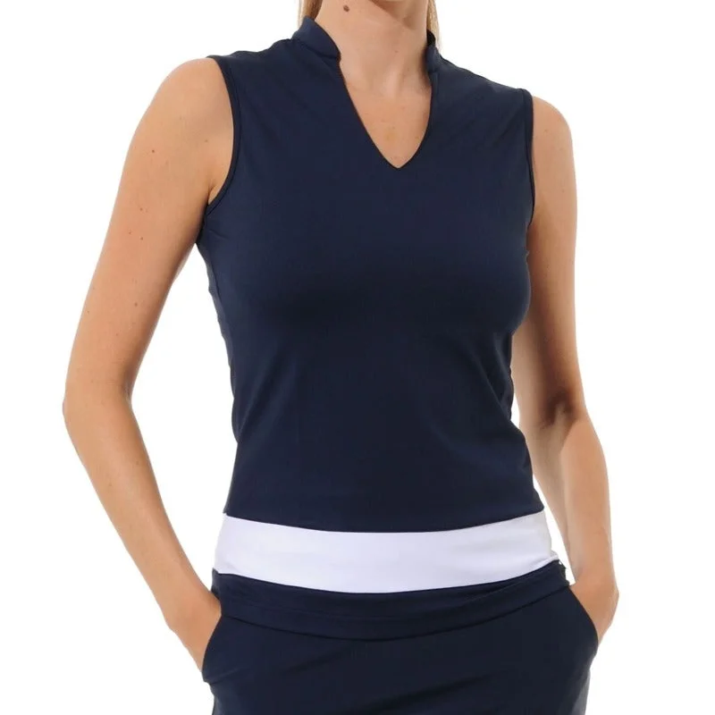 MDC S/L Mock Neck Top - Navy