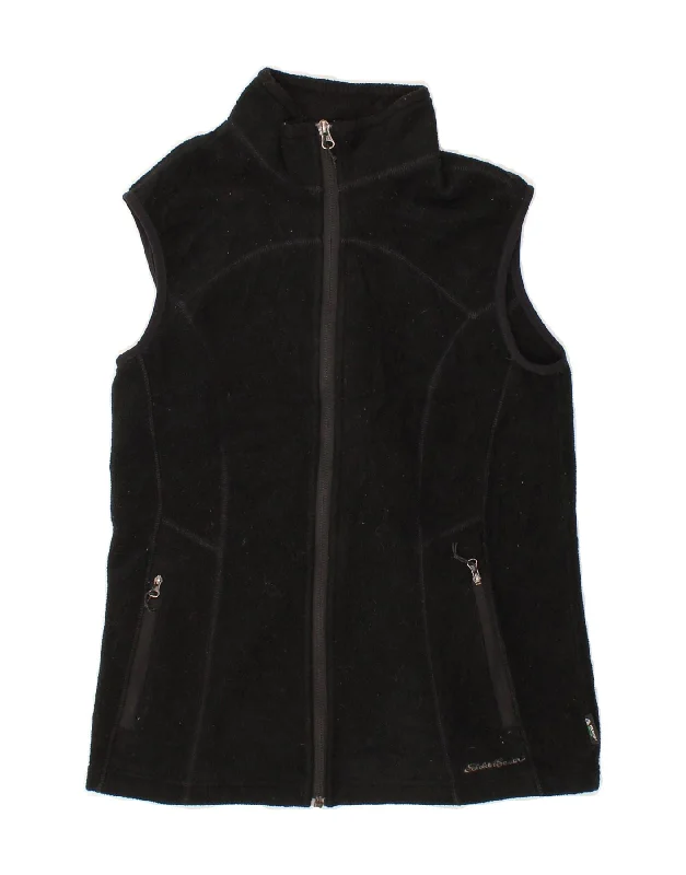 EDDIE BAUER Womens Fleece Gilet UK 12 Medium Black Polyester Refined Women's Hand - crafted