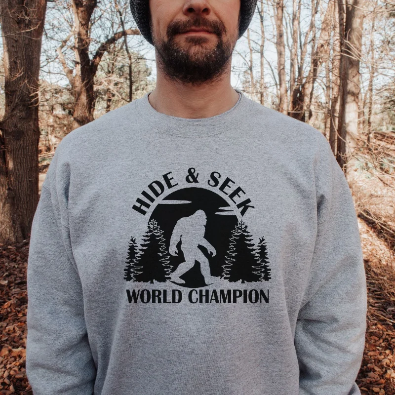 Bigfoot Hide and Seek Champ Sweatshirt Sasquatch Hoodie or Crewneck *UNISEX FIT*