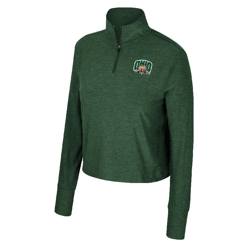 Ohio Bobcats Women's Heather Green Quarter Zip Country