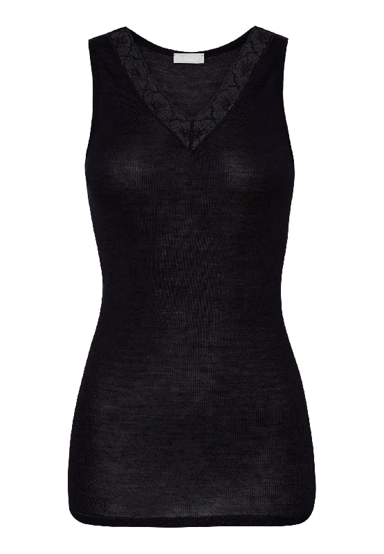 Woolen Lace Fine Ribbed Wool And Silk Tank Top | Black 70971-019 Adventure