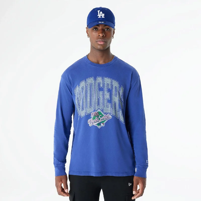 LA Dodgers Oversized Essential Dark Blue Oversized Long Sleeve T-Shirt Stylish Women's Neon LA Dodgers Oversized Essential Dark Blue Oversized Long Sleeve T-Shirt Stylish Women's Neon