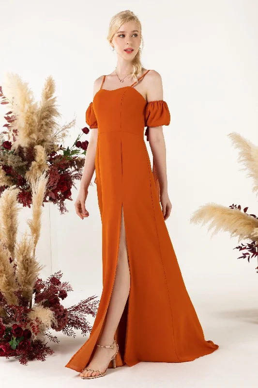 A-Line Sweep-Brush Train Chiffon Bridesmaid Dress CB0471 Luxurious Women's High -  end