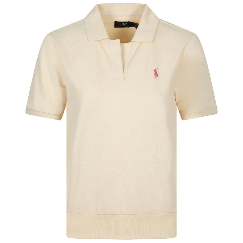 Womens Jersey Polo Shirt Chic Cream - SS24 Minimalist Women's Casual