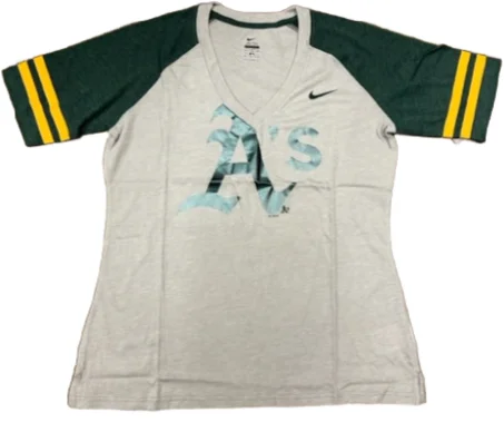 Nike women's Oakland A's Gray T-shirt Laid - back Women's Style