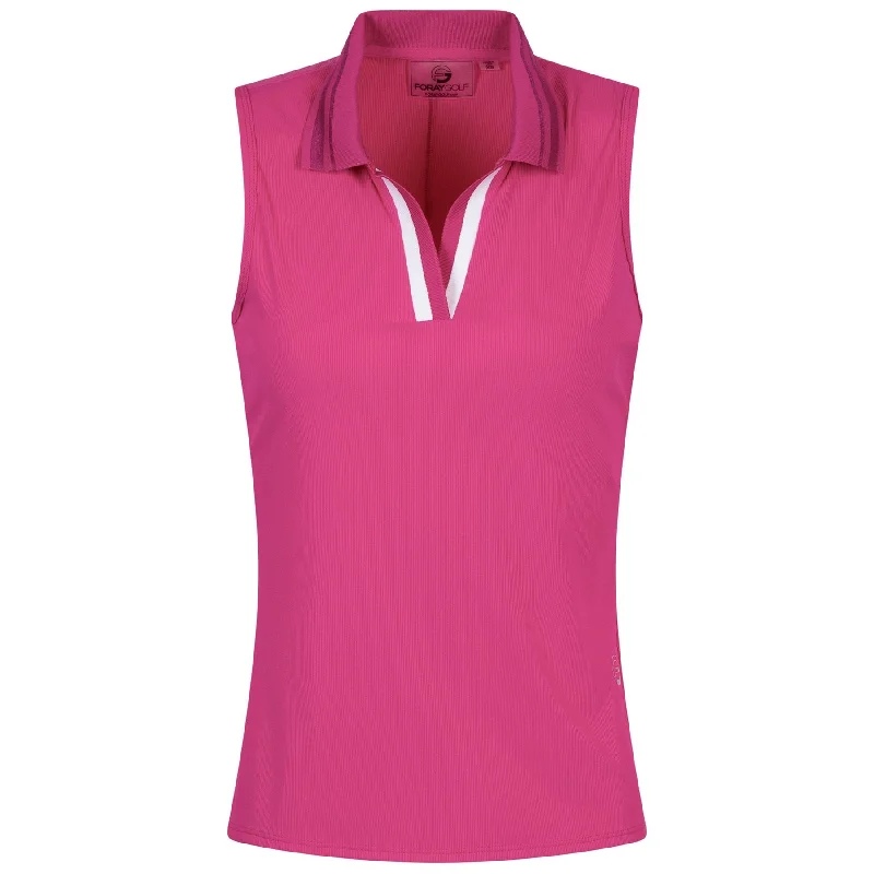 Womens V-Neck SL Rib Polo Rave - SS25 Confident Women's Power