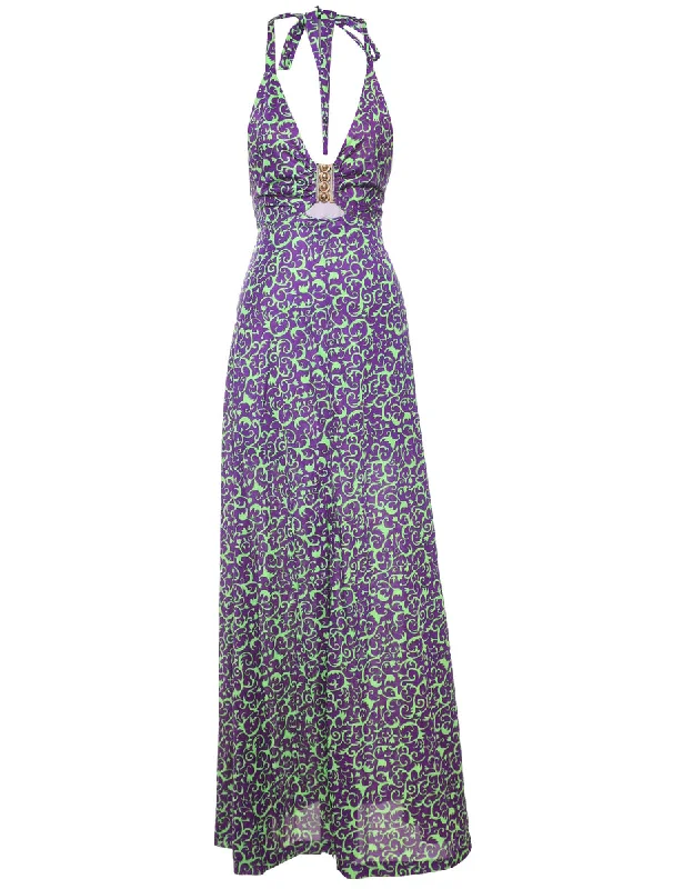 1970s Purple Maxi Dress - XS